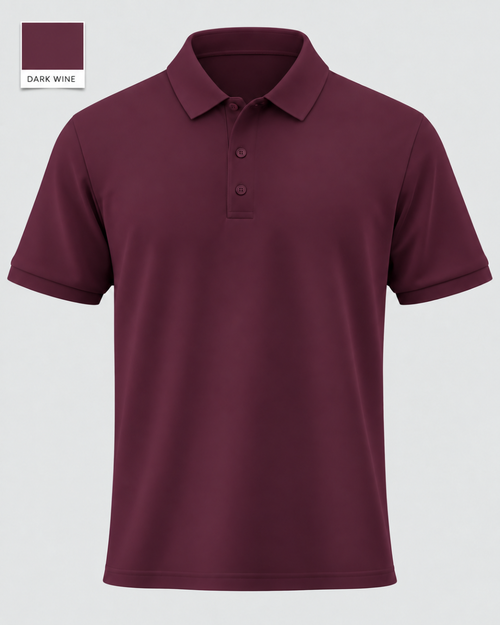 Deccan Drip men's polo t-shirt in Dark Wine – front