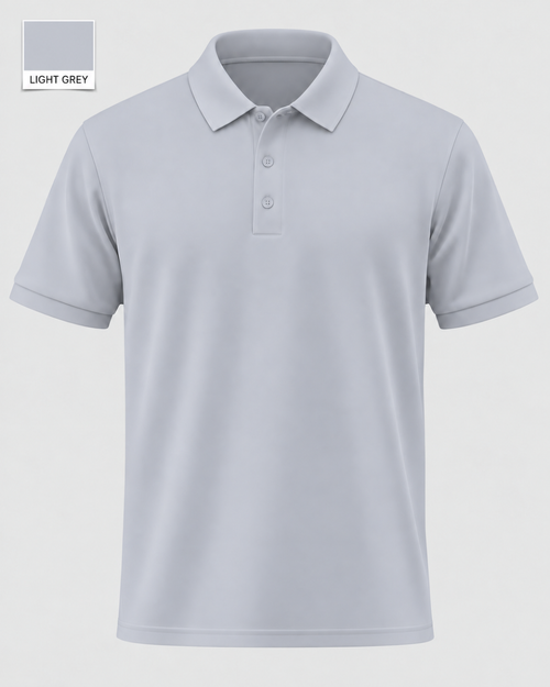 Deccan Drip men's polo t-shirt in Light Grey – front