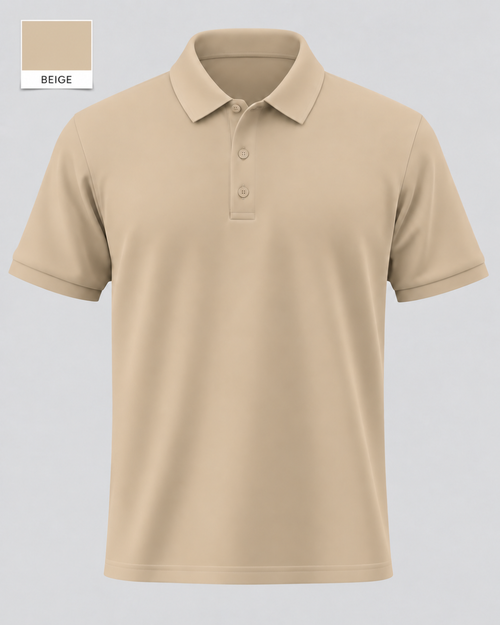 Deccan Drip men's polo t-shirt in Beige – front
